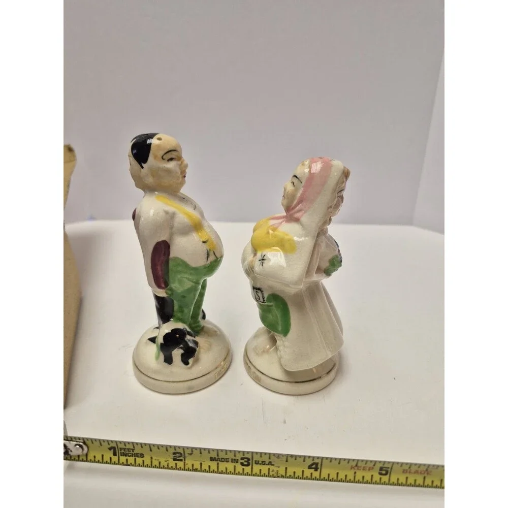 Vintage Bride Groom Before After Time Merches On Salt And Pepper Shakers